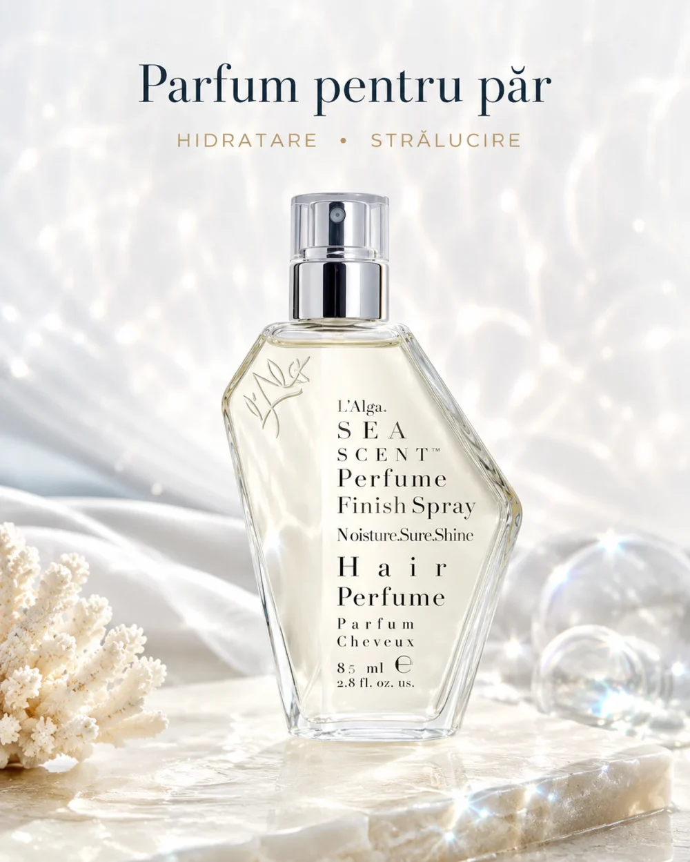 Parfum pentru păr cu efect de hidratare și strălucire
