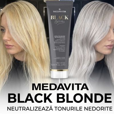 mască neagră pentru neutralizarea tonurilor galbene și portocalii blond