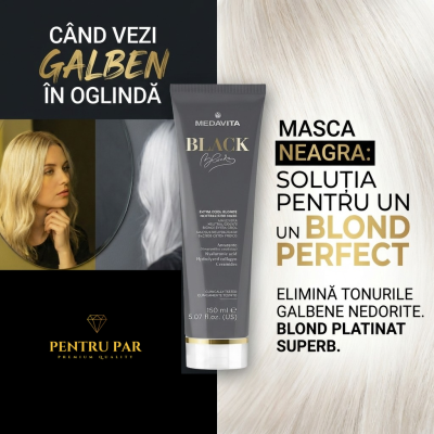 mască neagră pentru neutralizarea tonurilor galbene și portocalii blond