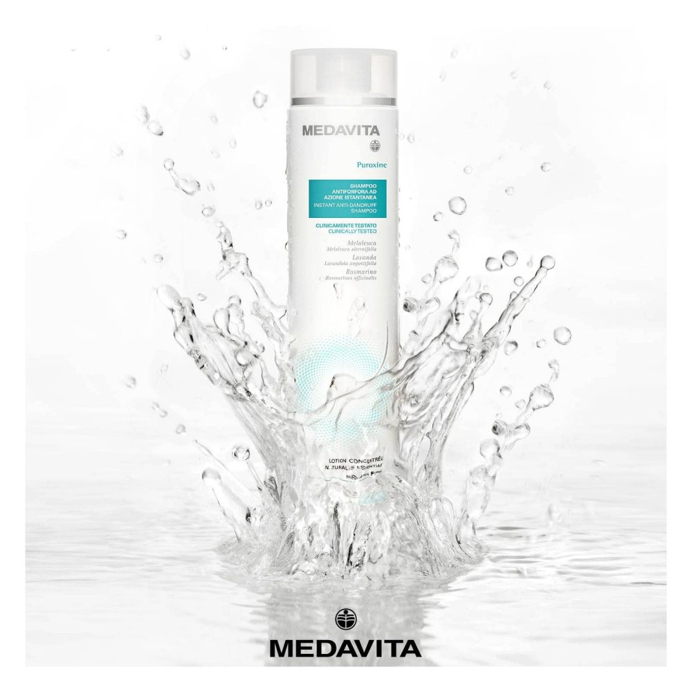 Șampon antimătreață Puroxine Medavita 250 ml: curăță scalpul, reduce rapid mătreața și previne reapariția. Calmează, fortifică și lasă părul curat, sănătos.