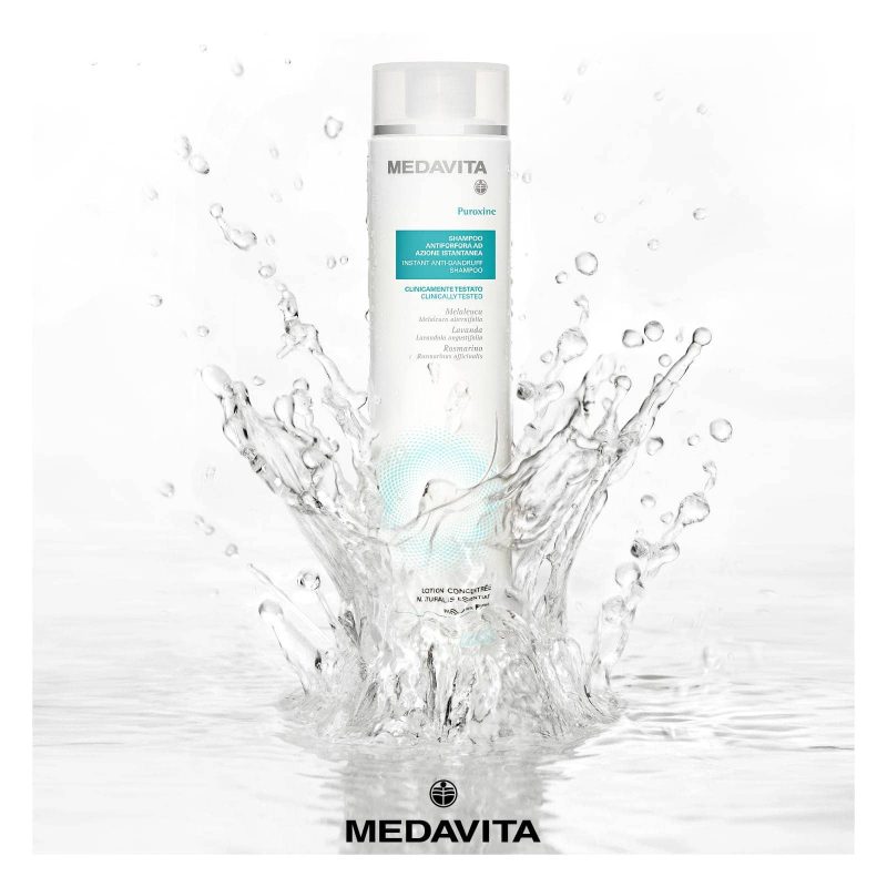 Șampon antimătreață Puroxine Medavita 250 ml: curăță scalpul, reduce rapid mătreața și previne reapariția. Calmează, fortifică și lasă părul curat, sănătos.