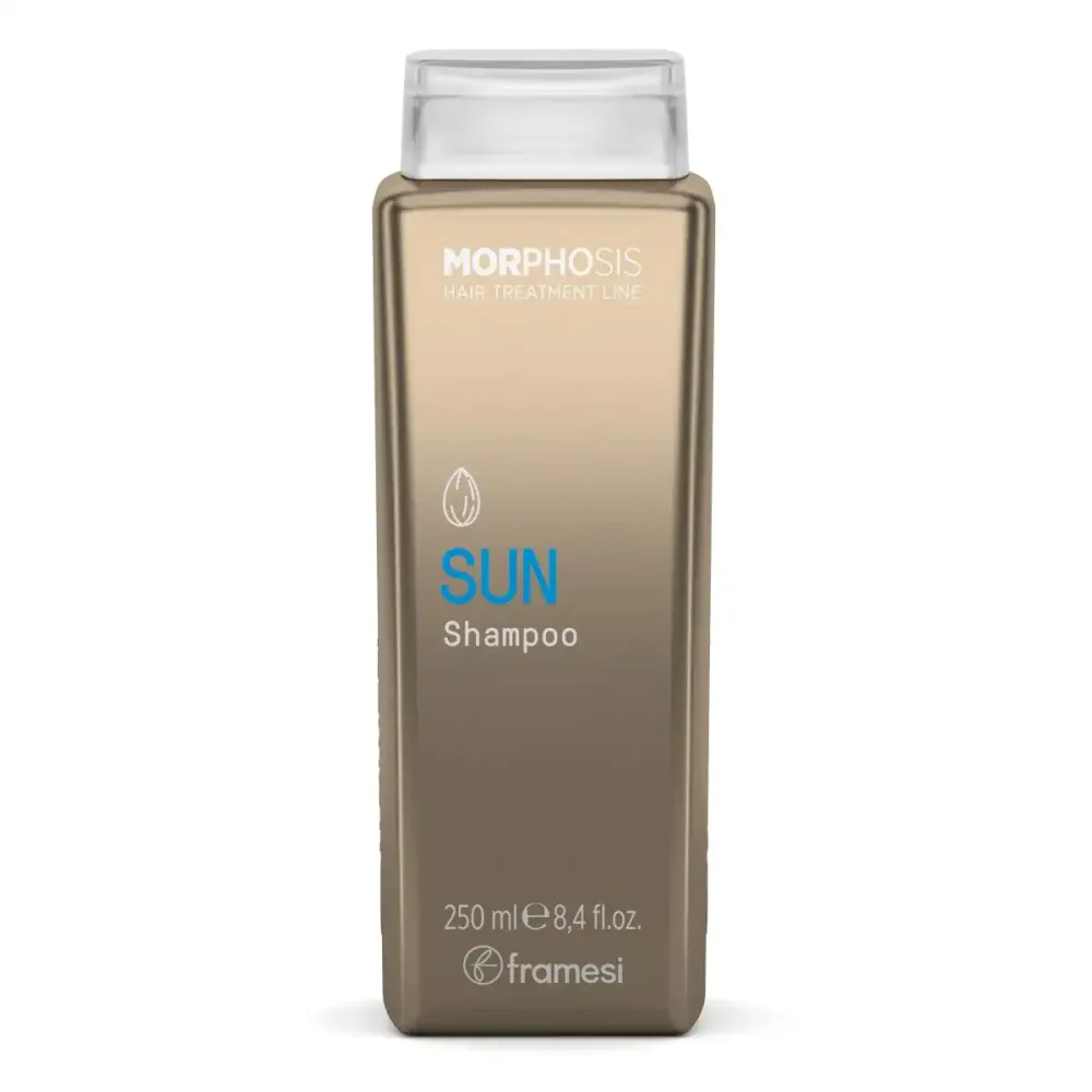 Sampon pentru protecție solară 250ml Framesi Sun : Părul tău impecabil în vacanță! Oferă părului tău protecția și hidratarea de care are nevoie pentru a străluci în timpul vacanței cu șamponul Framesi MORPHOSIS SUN!