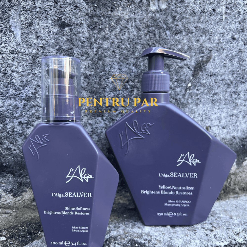 L'ALGA SEALVER Set cadou 3 produse par blond- Sampon+Ser pentru par blond+Beauty Bag