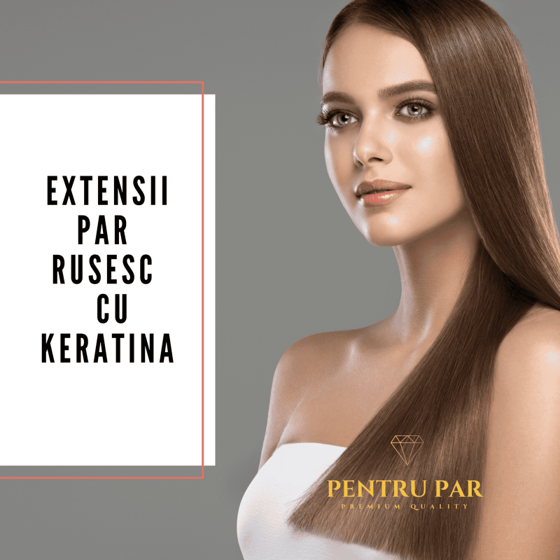 Extensii de par cu keratina-saten deschis-par rusesc+Cadou Sampon pentru extensii
