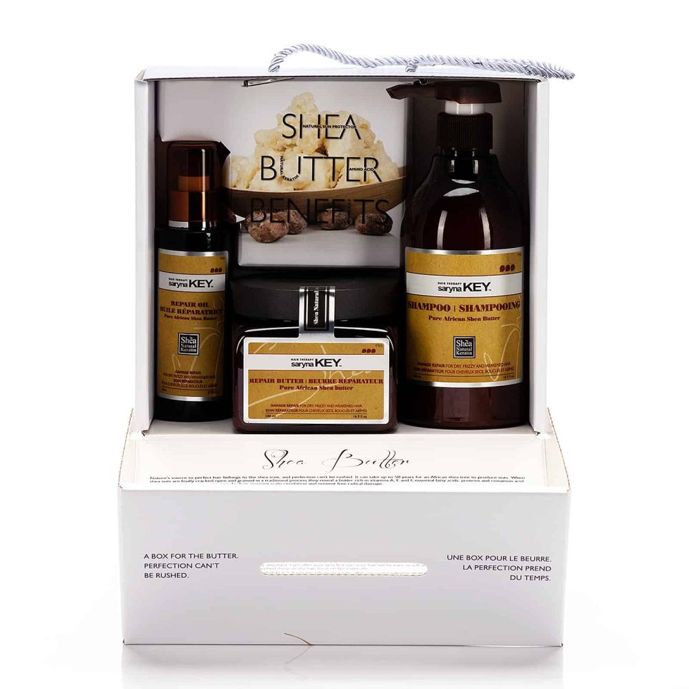 SARYNA KEY Set pentru parul deteriorat Șampon 500 ml + Masca-Unt shea 500 ml  + Ulei de Shea