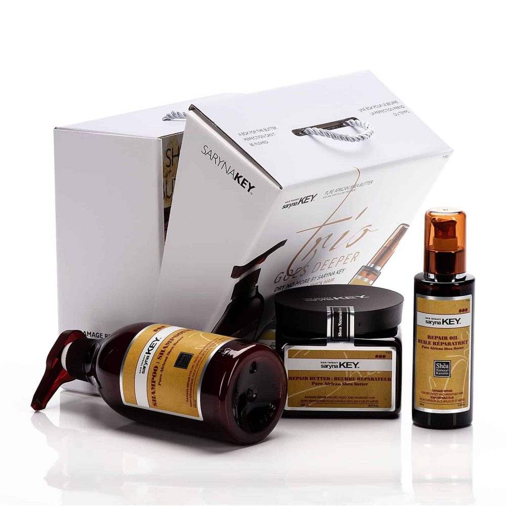 SARYNA KEY Set pentru parul deteriorat Șampon 500 ml + Masca-Unt shea 500 ml  + Ulei de Shea