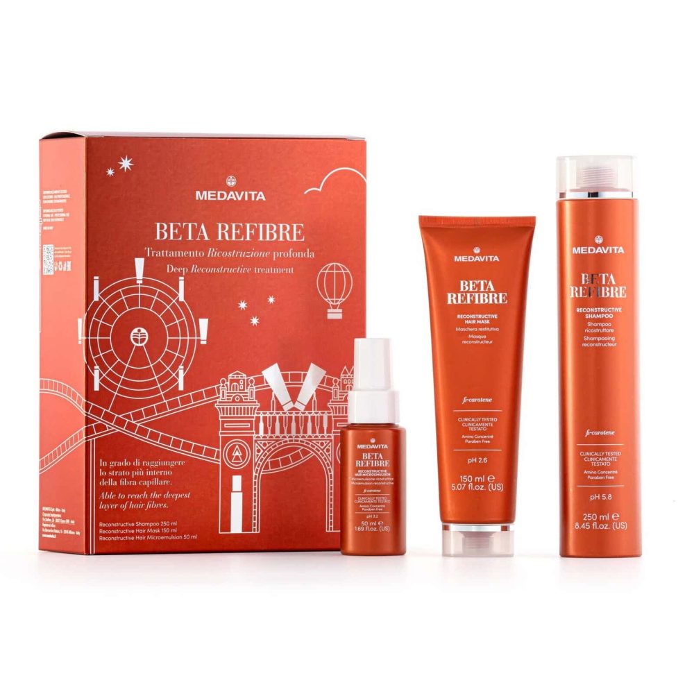 set Beta-Refibre pentru reconstrucția părului degradat Medavita Beta Refibre: Tratament Reconstrucție Păr Deteriorat (24 fiole)