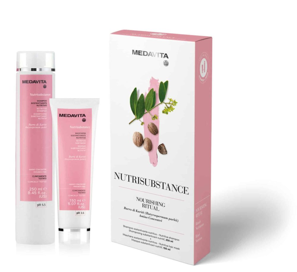 Set pentru păr uscat, deteriorat și deshidratat – ȘAMPON + MASCA MEDAVITA NUTRISUBSTANCE