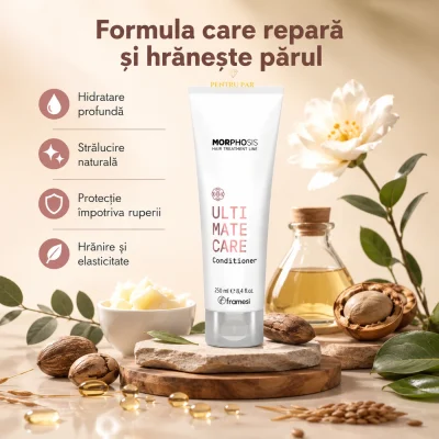 Morphosis Ultimate Care Conditioner Framesi, formulă reparatoare pentru hidratare profundă, strălucire naturală și protecția părului
