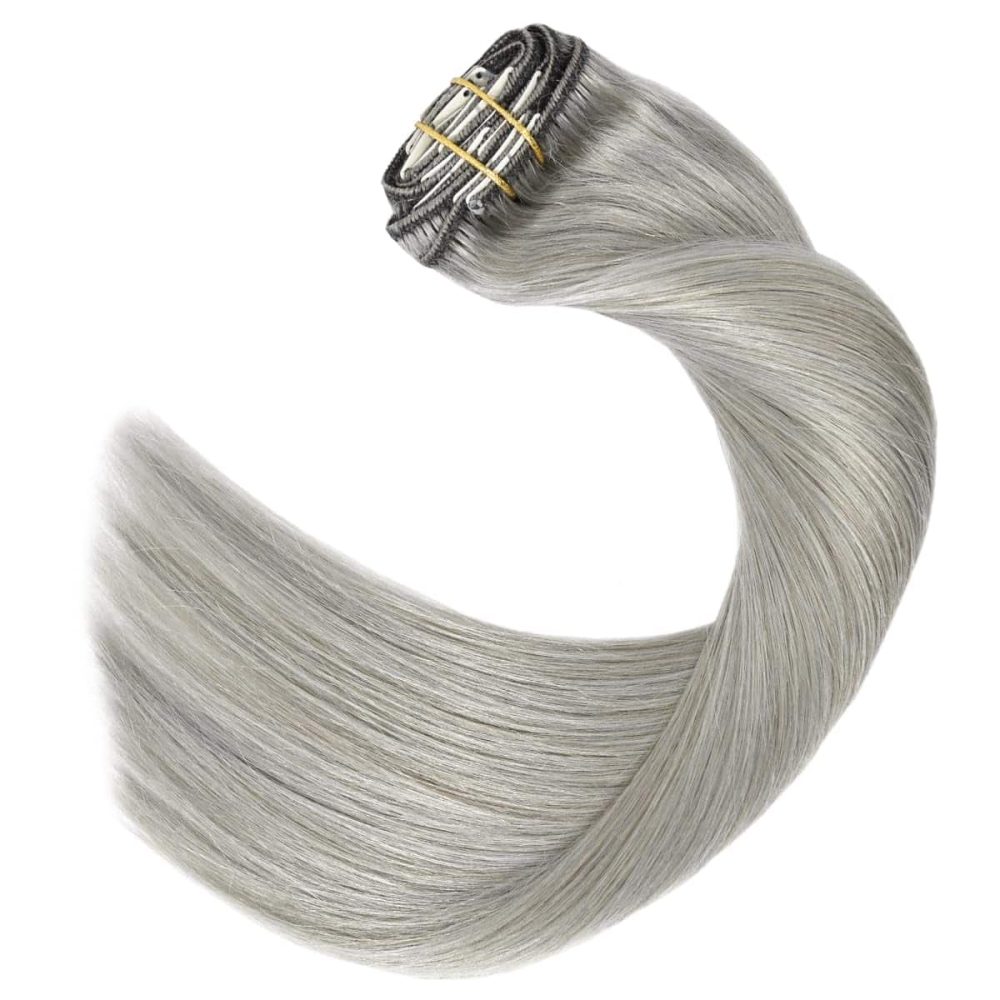 Extensii de păr clip-on silver (blond gri) 60 cm