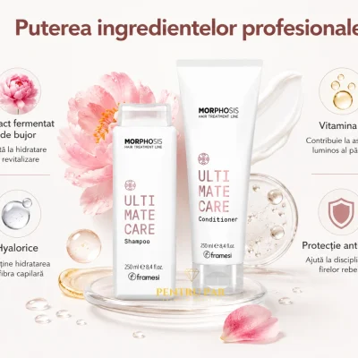 2-morphosis-ultimate-care-ingrediente-hidratare-antifrizz Morphosis Ultimate Care șampon și balsam cu extract fermentat de bujor, Hyalorice și vitamina C pentru hidratare și protecție anti-frizz
