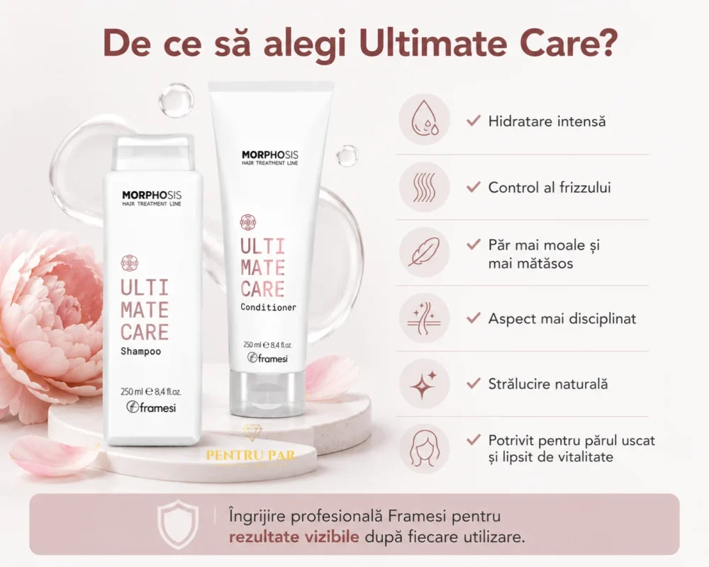 4-ultimate-care-framesi-set-beneficii-par-uscat Beneficiile setului Ultimate Care Framesi pentru păr uscat: hidratare intensă, control al frizzului, păr mai moale și strălucire naturală