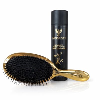 Reparare Păr Fragil și Deteriorat – Mască Moleculară Leave-In Winstory + Perie Păr Fin și Extensii: tratament molecular pentru păr fragil, degradat și cu extensii.