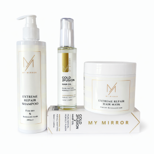 Pachet pentru păr deteriorat, fragil și lipsit de strălucire My Mirror Șampon+Mască+Ulei 250/200/50 ml: repară, hidratează și redă strălucirea părului degradat și vopsit.