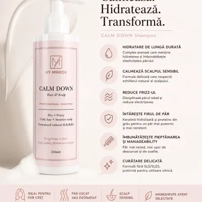hidratare de lungă durată, calmarea scalpului, reducerea frizz-ului și întărirea firului de păr