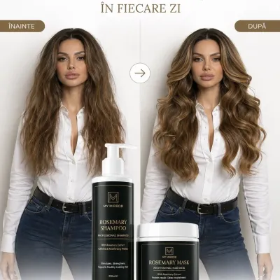 Set My Mirror Rosemary pentru transformarea părului fragil într-un păr mai neted, luminos și îngrijit
