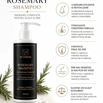 My Mirror Rosemary Shampoo pentru îngrijirea completă a scalpului și părului cu aspect mai puternic