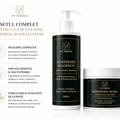 Rutină completă My Mirror Rosemary cu șampon și mască pentru scalp sănătos și păr mai puternic