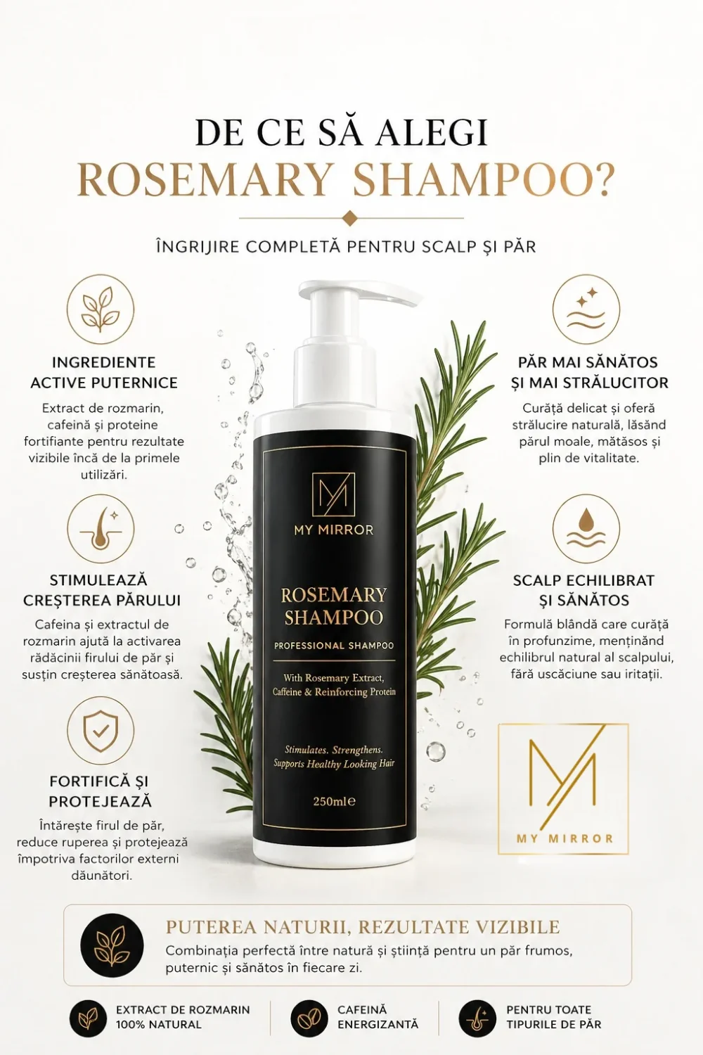 Șampon cu rozmarin My Mirror pentru scalp normal-gras și păr slăbit sau fragil