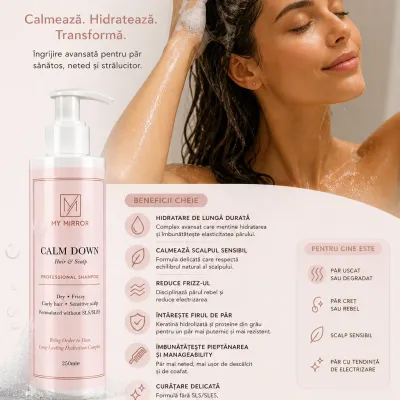 beneficii pentru hidratare de lungă durată, scalp sensibil și păr uscat sau creț
