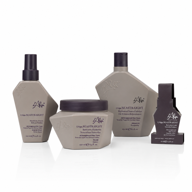 L'Alga SeaStraight Anti-Frizz – Șampon, Mască, Leave-In și Fiolă pentru Păr Rebel