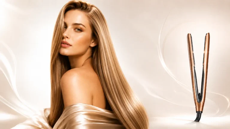 Aplicarea corectă a plăcii de îndreptat pe păr uscat, cu protecție termică înainte de styling