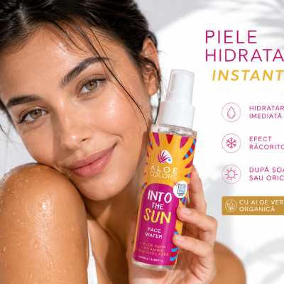 Apă facială pentru hidratarea și calmarea tenului Into The Sun Face Water 100 ml. Cu Aloe Vera organică, aminoacizi și minerale pentru un ten proaspăt și luminos Apă facială pentru hidratarea și calmarea tenului Into The Sun Face Water 100 ml. Cu Aloe Vera organică, aminoacizi și minerale pentru un ten proaspăt și luminos