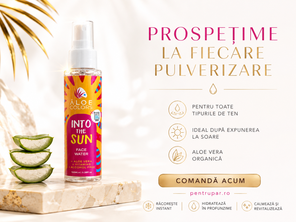 Apă facială pentru hidratarea și calmarea tenului Into The Sun Face Water 100 ml. Cu Aloe Vera organică, aminoacizi și minerale pentru un ten proaspăt și luminos Apă facială pentru hidratarea și calmarea tenului Into The Sun Face Water 100 ml. Cu Aloe Vera organică, aminoacizi și minerale pentru un ten proaspăt și luminos